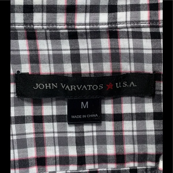 John Varvatos Men’s Medium Long Sleeve Shirt Checkered - Picture 8 of 13